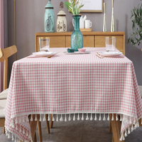 Nappe personnalisée en polyester à carreaux gingham avec franges, lavable, pour dîner, fête, mariage, banquet, décoration intérieure