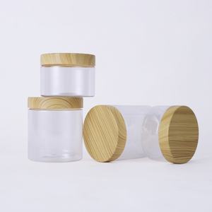 Bocaux cosmétiques naturels 250g 250ml en plastique PET transparent givré avec couvercles en bois de bambou - Product Image 6