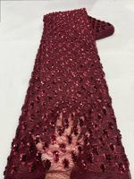 NI.AI Nouveau design de dentelle perlée avec fleurs brodées et paillettes, tissu en dentelle filet pour matériaux de robes de mariée
