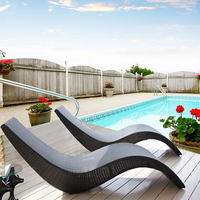 Chaise longue de plage en rotin synthétique en forme de S Origchem, imperméable, en fibre de verre, pour piscine, chaise longue en osier, pliable et découpable