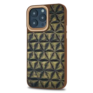 Funda de teléfono de cuero de la serie KA, funda de teléfono Popular de cuero a la moda para iPhone 14 Pro Max, funda de teléfono con efecto de cuero de lujo