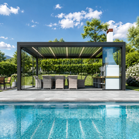 Pergola de luxe en aluminium thermolaqué, imperméable, avec toit à lames, pour terrasse, balcon d'appartement et espace de vie urbain sur toit