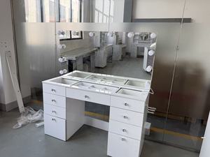 Lusso rosa comò altoparlante Bluetooth <span class=keywords><strong>con</strong></span> <span class=keywords><strong>luce</strong></span> LED specchio per il trucco 13 cassetti set camera da letto pannello in stile legno per alberghi - Product Image 4