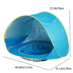 Tente de plage pour enfants avec protection solaire <span class=keywords><strong>marine</strong></span>, auvent détachable, piscine de jeu aquatique, modèle Shark Sister - Product Image 2