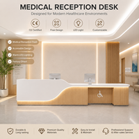 Bureau d'accueil médical personnalisé avec éclairage LED, accessible aux fauteuils roulants, poste infirmier pour centre de réadaptation, hôpital, clinique