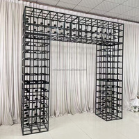 Arco de Metal Resistente, Estructura de Truss Negra, Soporte Cuadrado de Hierro Portátil, Fondo para Bodas, para Eventos al Aire Libre