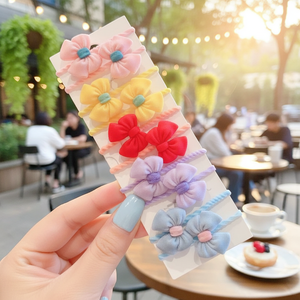 Trending dolce stile fiocco stampato in velluto coda di cavallo titolari alla moda accessori colorati per le donne vendita calda all'ingrosso - Product Image 3