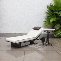 Chaise longue de luxe moderne pour l'extérieur, en acier inoxydable, avec dossier réglable, résistante aux intempéries, pour hôtel, cour