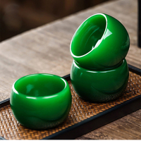 Imperial Grüne Jade-Textur Glas-Teetasse 50ml Hitzebeständiger Kung-Fu-Verkostungsbecher für Teezeremonie Espresso-Shot