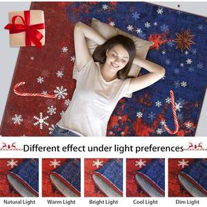 Alfombra moderna con estampado de copos de nieve de Navidad, alfombra antideslizante resistente a las manchas, sala de estar plano para técnica de tejido, dormitorio, hogar - Product Image 5