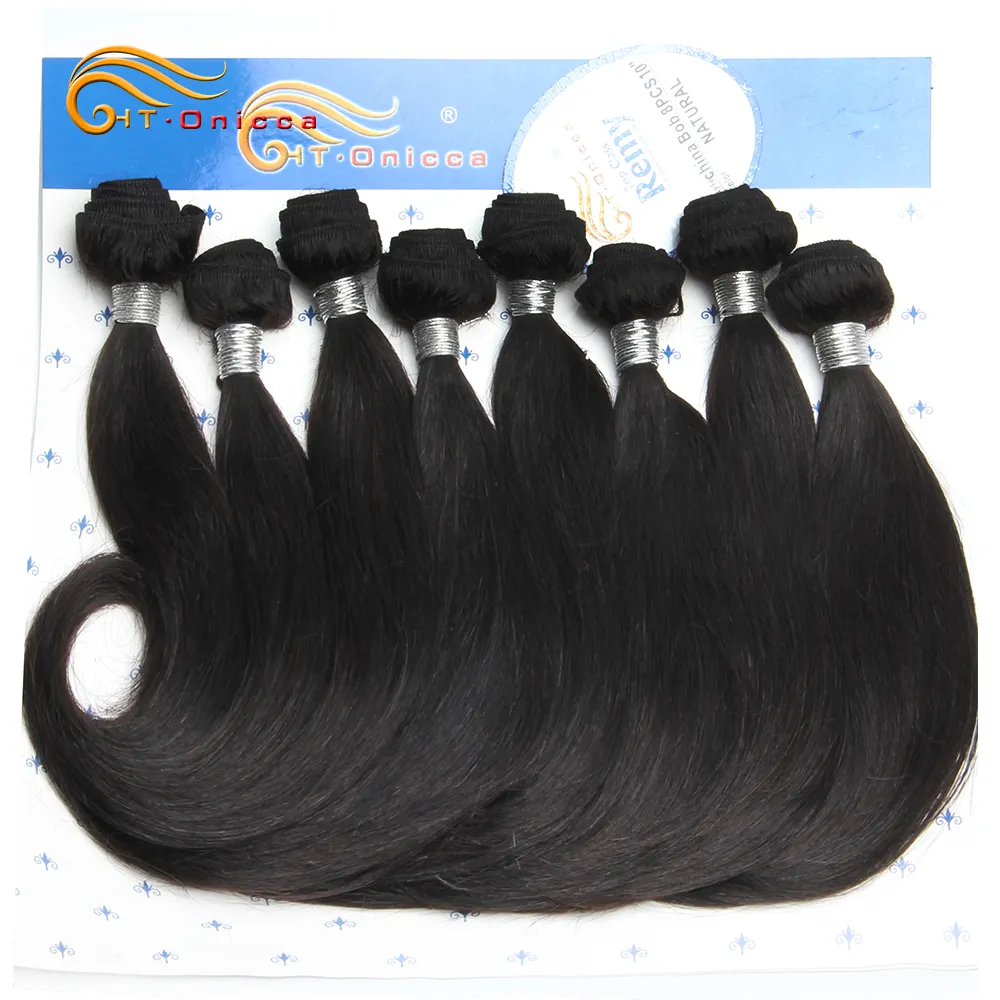 Jalinan Rambut Brasil Grosir Bundel Rambut Perawan Peru 20G/PC 8 Bundel Bundel Ombre Ekstensi Rambut Pendek