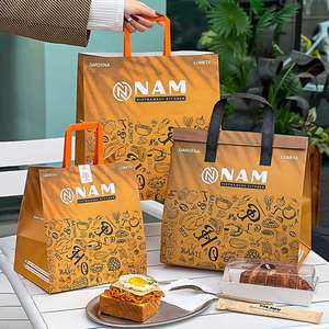 Bolsa de Papel Kraft Biodegradable Ecológica para Comida para Llevar de Restaurante, con Fondo Antiderrames para Comidas Calientes, Catering y Comida Rápida - Product Image 4