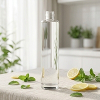 Botella de Agua de Vidrio Transparente Personalizada al por Mayor de 500ml 750ml con Hombro Plano y Cuello Corto con Tapa de Rosca