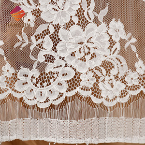 Tissu de dentelle française brodée 3D à cordon, motif floral, Chantili Alençon, pour mariage, blanc ivoire, tissu de dentelle de luxe pour mariée - Product Image 5