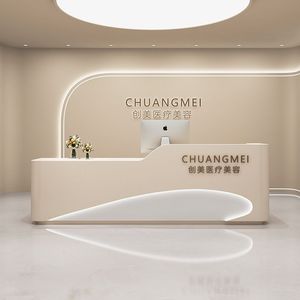 Tùy chỉnh thiết kế hiện đại bằng đá cẩm thạch tiếp nhận quầy bàn ván ép thanh toán truy cập cho khách sạn - Product Image 3