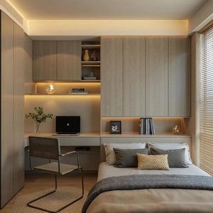 Meubles de chambre à coucher en bois, armoires, matelas tatami, armoires courbes, protections d'angle pour enfants - Design minimaliste moderne - Product Image 6
