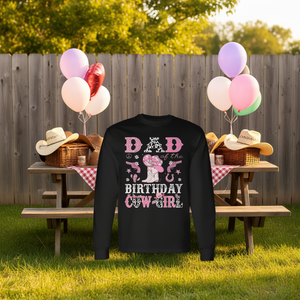 Camiseta de manga larga rosa estilo western para el día de cumpleaños del papá de la fiesta, con diseño de vaquera - Product Image 3
