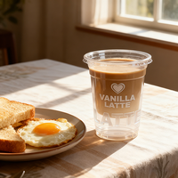 Gobelets en PP jetables à double/simple paroi avec logo personnalisé, couvercles et pailles pour café glacé et boissons froides