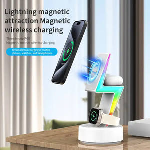 Lámpara de mesita de noche RGB Soporte para teléfono 15W 4 EN 1 Lámpara de mesita de noche magnética con carga inalámbrica - Product Image 4
