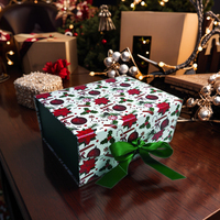 Boîte cadeau de Noël en carton rigide pliable magnétique à prix de gros, avec matériaux recyclés et impression de logo personnalisée