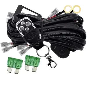 Kit de arnés de cableado para luces LED de conducción, interruptor de encendido y apagado de 12V, fusible de cuchilla de relé, núcleo de 14AWG, 4 cables
