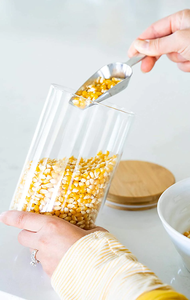 Set of 4 Kitchen Canisters Glass Food Storage Containers with Wooden Lids Candy <b>Cookie</b> and Spice <b>Jars</b> Sugar or Flour Container - Product Image 5