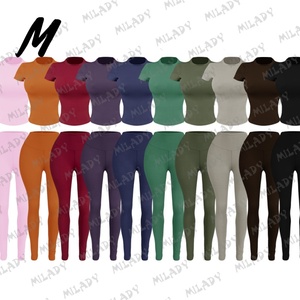 Conjuntos Deportivos para Mujer, Top Corto <span class=keywords><strong>Ajustado</strong></span> con Efecto Levanta Glúteos, Manga Corta, Pantalones Cortos Deportivos para Correr, Entrenamiento, Gimnasio, Trajes Deportivos Transpirables - Product Image 5