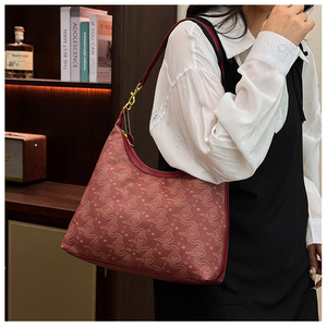 Bolso de Hombro Versátil para Mujer, Novedad 2026, Bolso Rojo para Llevar Bajo el Brazo con Patrón de Nubes Auspiciosas - Product Image 6