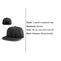 Gorra de Béisbol de Mezclilla Vintage con Visera Plana, 5 Paneles, Ajustable, con Cierre a Presión, Admite Logotipo Personalizado