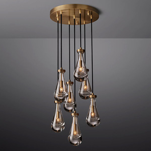 Hauts Plafonds Goutte De Pluie D'or Led Pendentif Lumière Moderne De Luxe Escalier Clair Bulles Long Lustre - Product Image 6