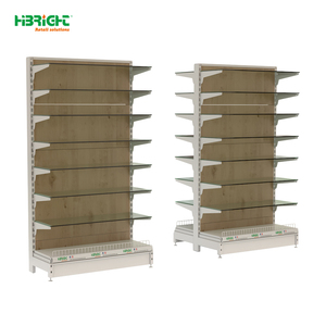 HiBRIGHT Heavy Duty Gondola Supermarket Shelving 5 Tier Perforated <b>Metal</b> Rack With Back Freestanding Retail Display - Product Image 3