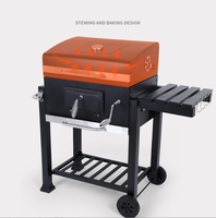 Barbecue à chariot détachable NTOPSUN, coupe-vent, double couche, épais, réglable, en acier inoxydable, facile à nettoyer, grande capacité, noir