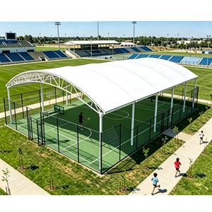Tente de stade à structure tendue pour terrains de football, de basketball, de padel et autres terrains sportifs, et toitures sportives, pour aménagement paysager, usine - Product Image 6