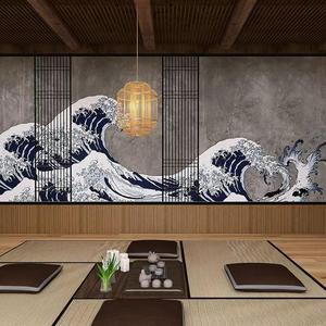 Papier peint japonais haute définition, motif vague Ukiyo-e, murale 3D pour Izakayas, restaurants de <span class=keywords><strong>cuisine</strong></span> japonaise <span class=keywords><strong>et</strong></span> de sushis - Product Image 1