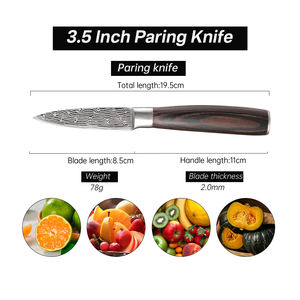 Эргономичный кухонный нож-овощечистка в стиле Дамаск, лезвие из нержавеющей стали 3,5 дюйма, деревянная ручка, универсальный, экологичный, подарочная упаковка - Product Image 2