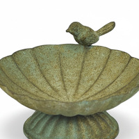 Bain d'oiseaux de jardin vintage shabby chic rétro, fait main, en métal rond, avec revêtement en poudre, pour oiseaux sauvages
