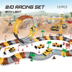 Jouets <span class=keywords><strong>de</strong></span> construction DIY, <span class=keywords><strong>piste</strong></span> <span class=keywords><strong>de</strong></span> <span class=keywords><strong>course</strong></span> rotative à 360 degrés, <span class=keywords><strong>piste</strong></span> <span class=keywords><strong>de</strong></span> <span class=keywords><strong>course</strong></span> d'ingénierie, <span class=keywords><strong>piste</strong></span> flexible, ensemble <span class=keywords><strong>de</strong></span> jeu avec voiture d'ingénieur, 157 pièces - Product Image 2