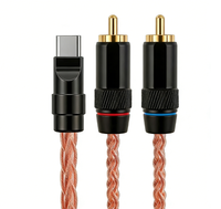 Câble audio tressé 1 vers 2 en cuivre monocristallin 7N Type-C double RCA pour écouteurs Android/téléphone portable avec décodage CY-type-2RCA