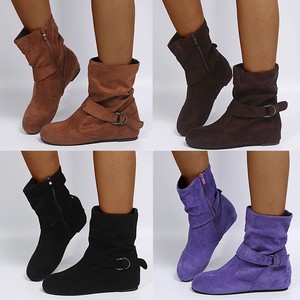 Botas de caballero de tacón plano de caña corta con parte superior de ante estilo europeo americano, superventas transfronterizas para invierno, talla grande para <span class=keywords><strong>mujer</strong></span> - Product Image 2