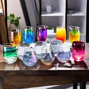 แก้ววิสกี้ทรงหกเหลี่ยมแบบไร้สารตะกั่ว ขายดี สีรุ้งระยิบระยับ 300 มล. สไตล์วินเทจ พกพาสะดวก รับสกรีนโลโก้ - Product Image 5