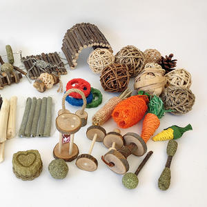 Ensemble de jouets pour lapins et hamsters, comprenant : balle à mâcher en paille, gâteau de paille, corde à mâcher, et friandise à mâcher en bois de pomme pour cochon d'Inde - Product Image 4