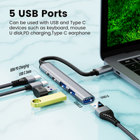 Hub USB 5 en 1 Type C vers PD, transfert de données, adaptateur Hub USB 3.0 pour tablette, Station d'accueil, commutateur