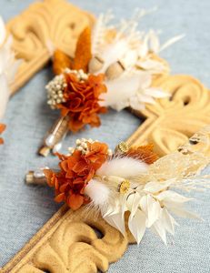 Handmade Fall Dried Flower Boutonniere Set for Men's <strong>Boho</strong> <strong>Rustic</strong> <strong>Wedding</strong> Anniversary Party <strong>Decor</strong> (Terracotta) - Product Image 3