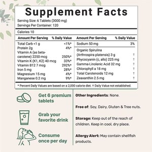 Solilan 100% hoogwaardige <span class=keywords><strong>Spirulina</strong></span> tabletten voedingssupplement bulk gemengde <span class=keywords><strong>Spirulina</strong></span> Chlorella tabletten hoge kwaliteit met beste prijs - Product Image 2