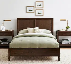 Sigma Schlafzimmermöbel Massivholz-Rattan-Bettrahmen Großfläche Natürliches Weiden-Rattan-Bett