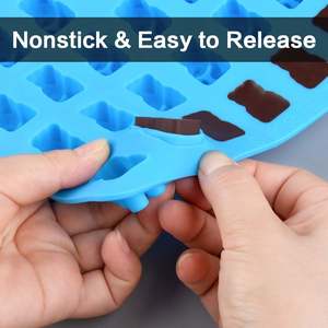 Moldes de Silicona Antiadherentes de Grado Alimenticio para el Hogar, Moldes 3D de Ositos de Goma, 53 Cavidades, Moldes para Chocolate con Goteros - Product Image 4