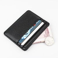 Pemegang kartu kulit Pu pria wanita, dompet kartu kredit ramping minimalis uniseks bisnis Logo kustom