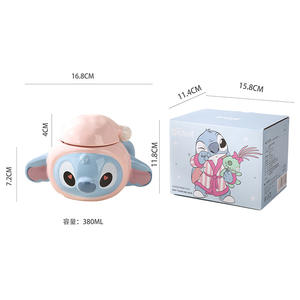 <span class=keywords><strong>Taza</strong></span> de cerámica de punto <span class=keywords><strong>3D</strong></span> de dibujos animados, 380Ml, apto para microondas y lavavajillas para parejas domésticas, té y café de la tarde - Product Image 6