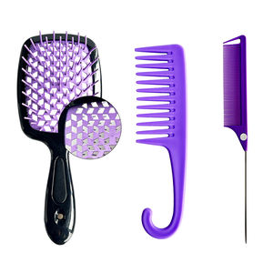 12 pezzi una spazzola per massaggio del cuoio capelluto districare il flacone Spray a pettine cavo viola rosa nero - Product Image 5