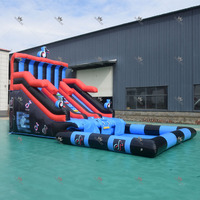 Toboggan aquatique gonflable commercial de haute qualité avec piscine à jets d'eau, combo de jeux aquatiques d'extérieur pour fêtes familiales et carnavals
